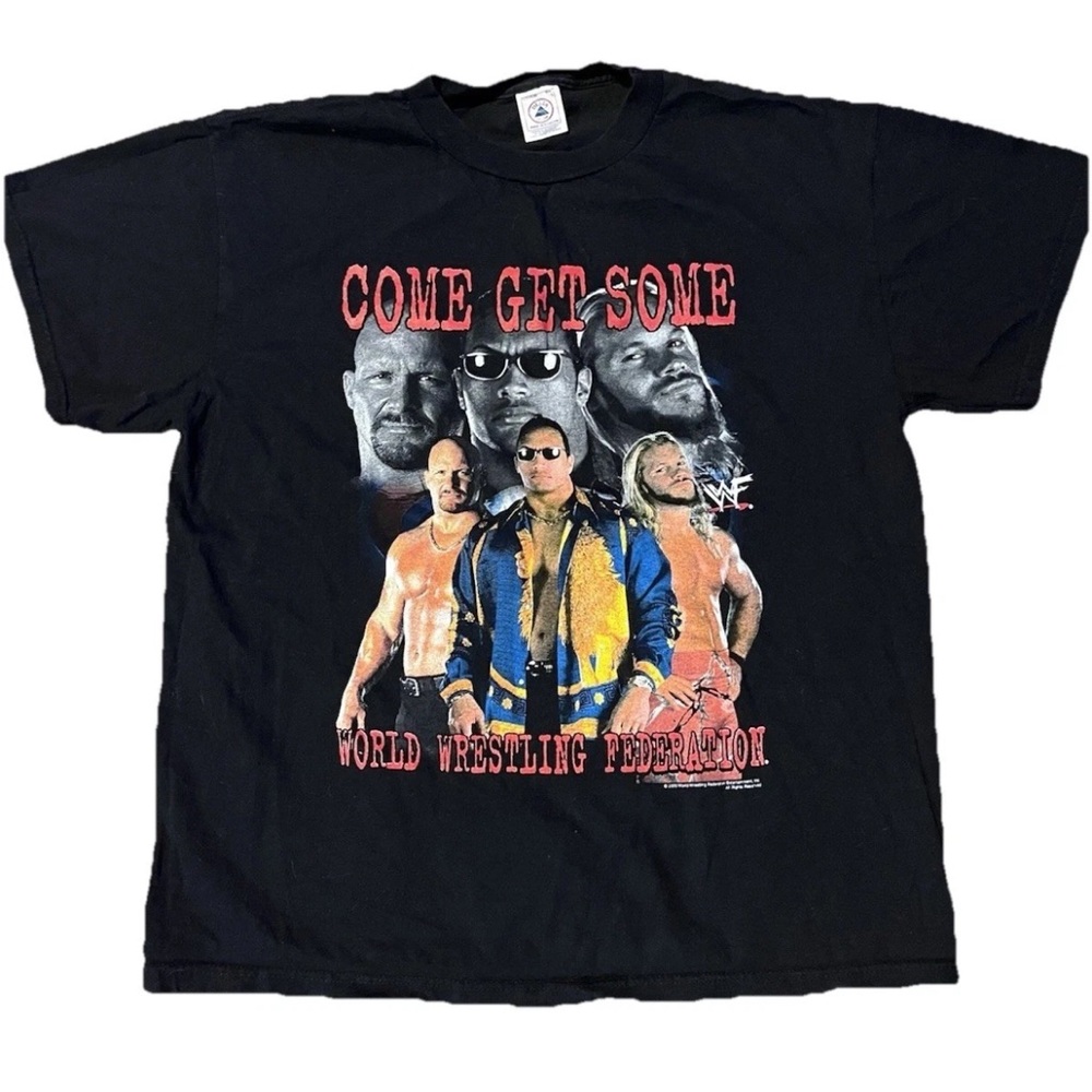 Vintage Y2K WWE WWF Short Sleeve Black Graphic Tee Size L